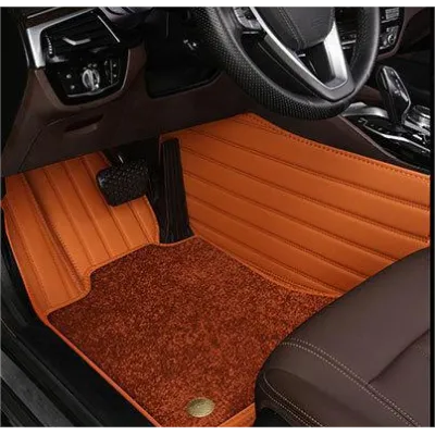 Suitable for BMW Fully Enclosed Car Floor Mats Made of Genuine Leather and Imitation Cashmere- Brown 01