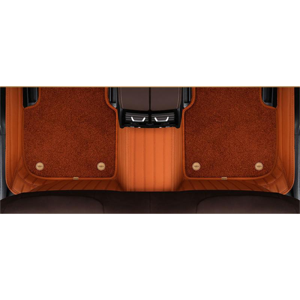 Suitable for Ford Fully Enclosed Car Floor Mats Made of Genuine Leather and Imitation Cashmere- Brown