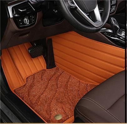 Suitable For Benz Full Encircling Car Floor Mat Leather Plus Star Blanket- Brown