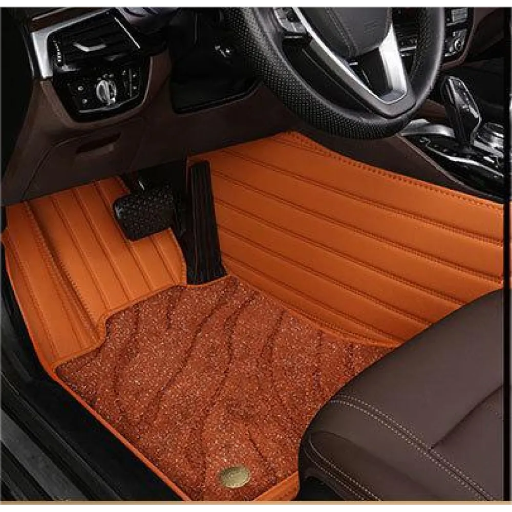 Suitable For  Audi Full Encircling Car Floor Mat Leather Plus Star Blanket- Brown