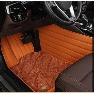 Suitable For Benz Full Encircling Car Floor Mat Leather Plus Star Blanket- Brown 01