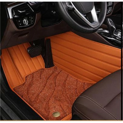 Suitable For Benz Full Encircling Car Floor Mat Leather Plus Star Blanket- Brown 01