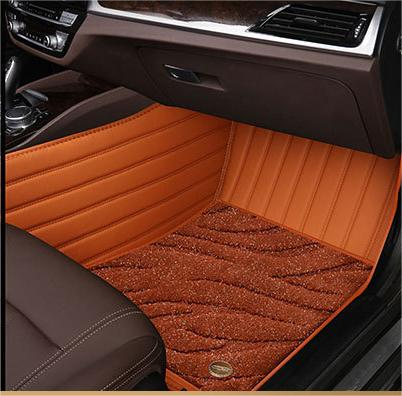 Suitable For Benz Full Encircling Car Floor Mat Leather Plus Star Blanket- Brown