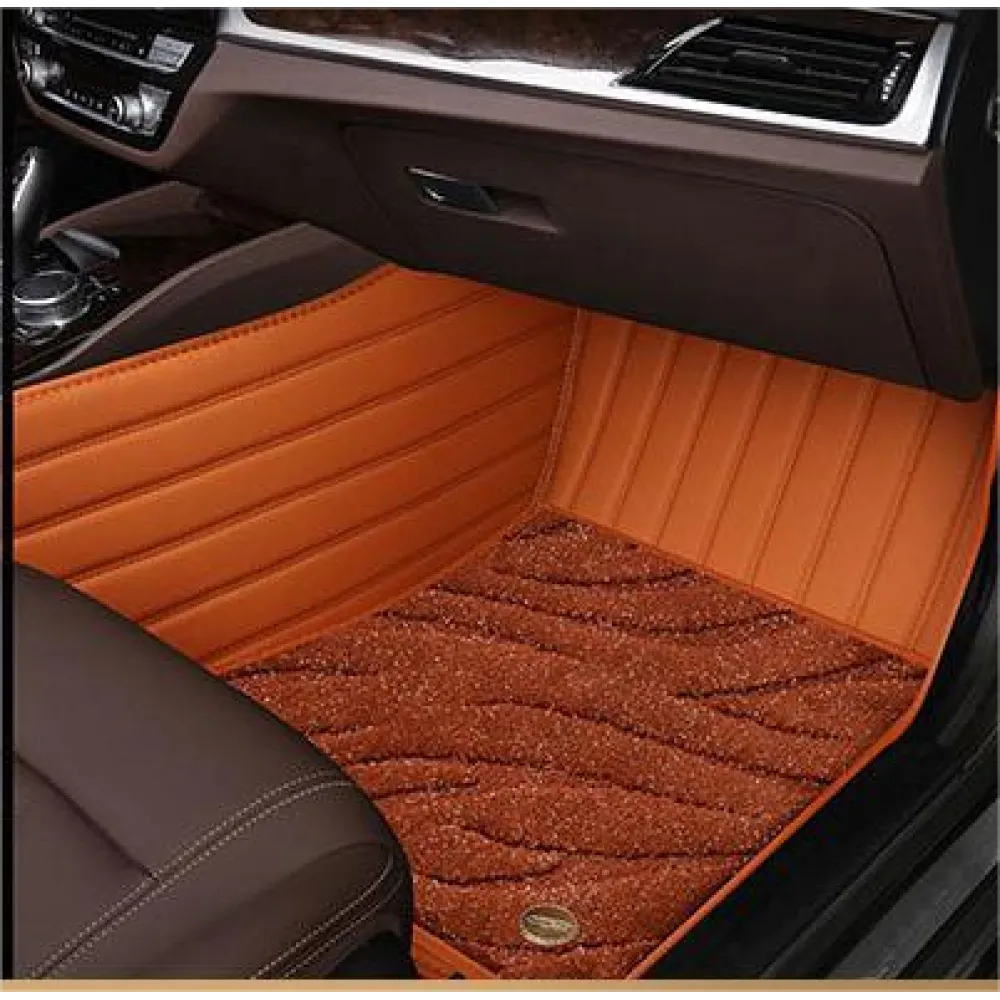 Suitable For  Audi Full Encircling Car Floor Mat Leather Plus Star Blanket- Brown