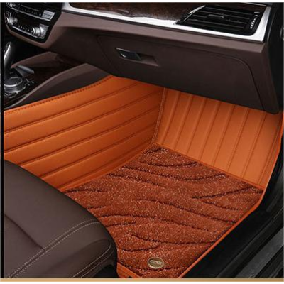 Suitable For Benz Full Encircling Car Floor Mat Leather Plus Star Blanket- Brown 02