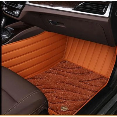 Suitable For Benz Full Encircling Car Floor Mat Leather Plus Star Blanket- Brown 02