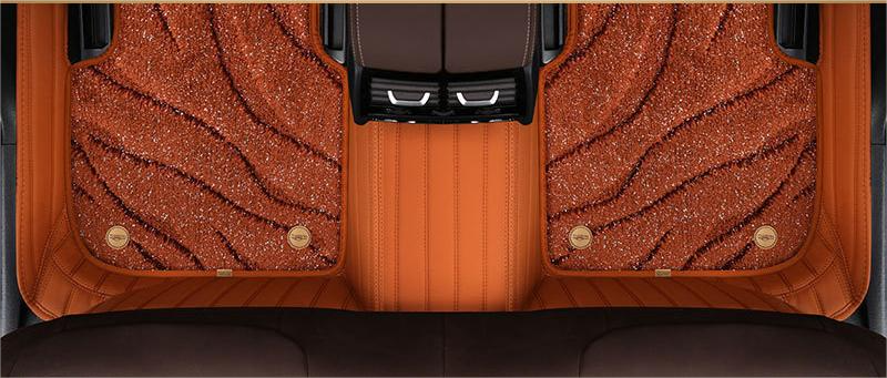 Suitable For Benz Full Encircling Car Floor Mat Leather Plus Star Blanket- Brown