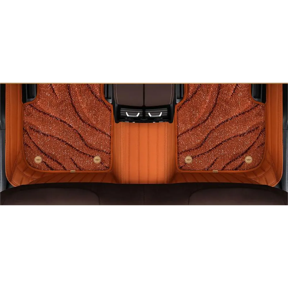 Suitable For  Audi Full Encircling Car Floor Mat Leather Plus Star Blanket- Brown