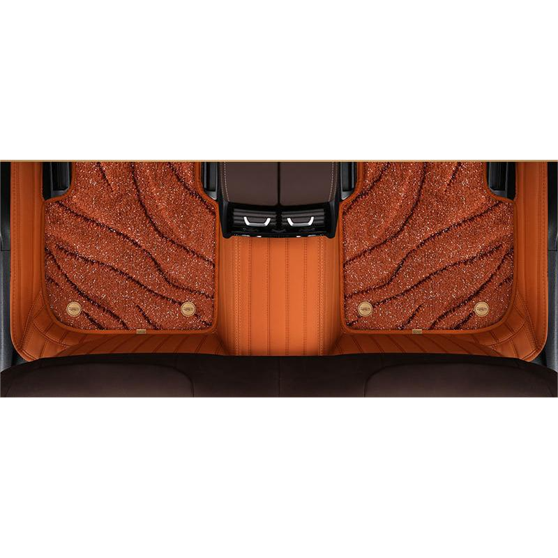 Suitable For  Audi Full Encircling Car Floor Mat Leather Plus Star Blanket- Brown