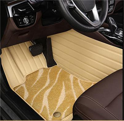 Suitable For  Audi Full Encircling Car Floor Mat Leather Plus Star Blanket- Beige