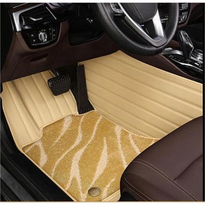 Suitable For Benz Full Encircling Car Floor Mat Leather Plus Star Blanket- Beige 01