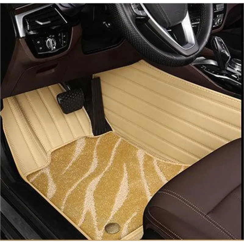 Suitable For  Audi Full Encircling Car Floor Mat Leather Plus Star Blanket- Beige