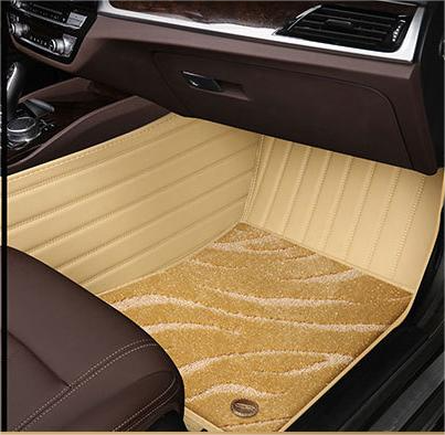 Suitable For  Audi Full Encircling Car Floor Mat Leather Plus Star Blanket- Beige