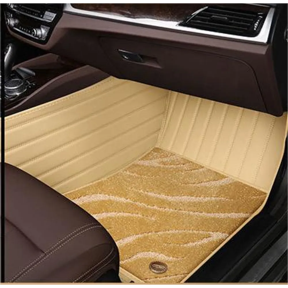 Suitable For  Audi Full Encircling Car Floor Mat Leather Plus Star Blanket- Beige