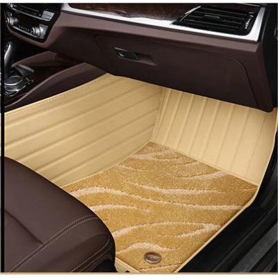 Suitable For Benz Full Encircling Car Floor Mat Leather Plus Star Blanket- Beige 02