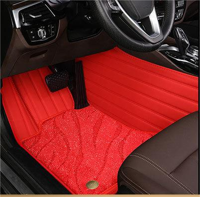 Suitable For BNW Full Encircling Car Floor Mat Leather Plus Star Blanket-Red