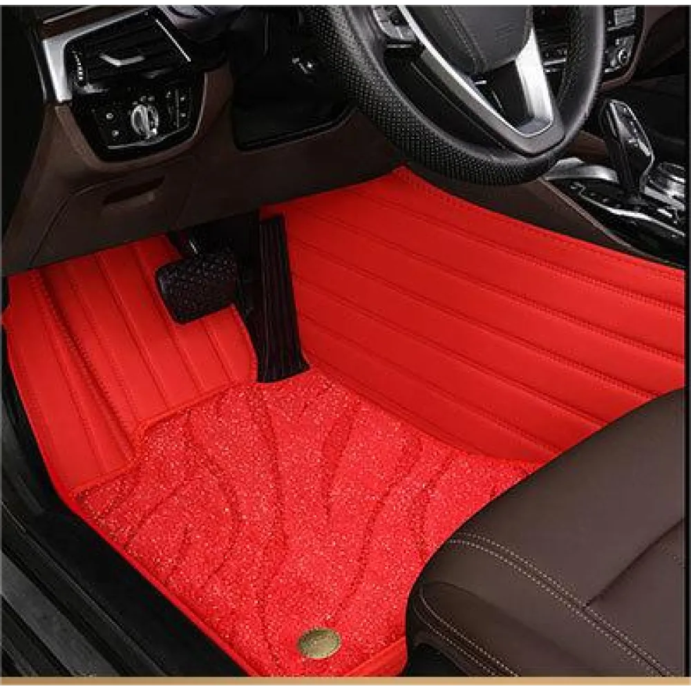 Suitable For BNW Full Encircling Car Floor Mat Leather Plus Star Blanket-Red