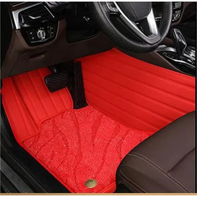 Suitable For Benz Full Encircling Car Floor Mat Leather Plus Star Blanket-Red 01