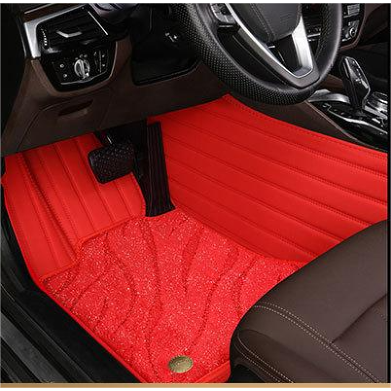 Suitable For BNW Full Encircling Car Floor Mat Leather Plus Star Blanket-Red