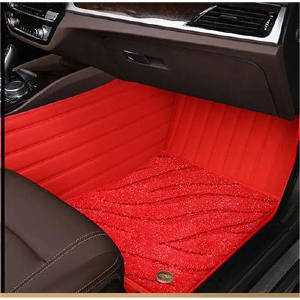 Suitable For BNW Full Encircling Car Floor Mat Leather Plus Star Blanket-Red