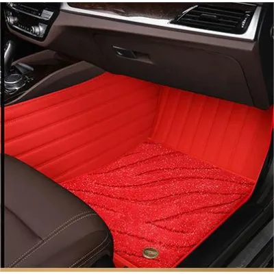 Suitable For Benz Full Encircling Car Floor Mat Leather Plus Star Blanket-Red 02