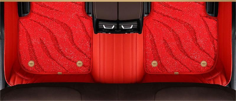 Suitable For BNW Full Encircling Car Floor Mat Leather Plus Star Blanket-Red