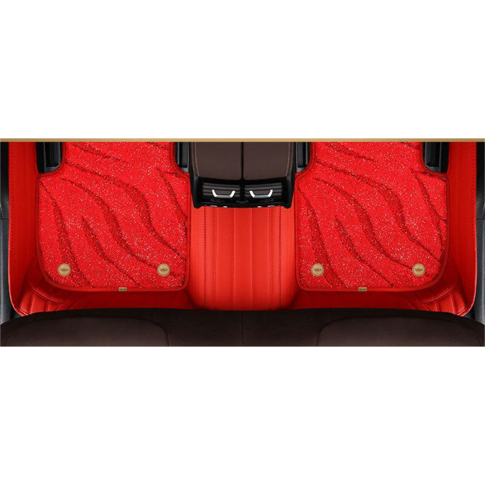 Suitable For BNW Full Encircling Car Floor Mat Leather Plus Star Blanket-Red