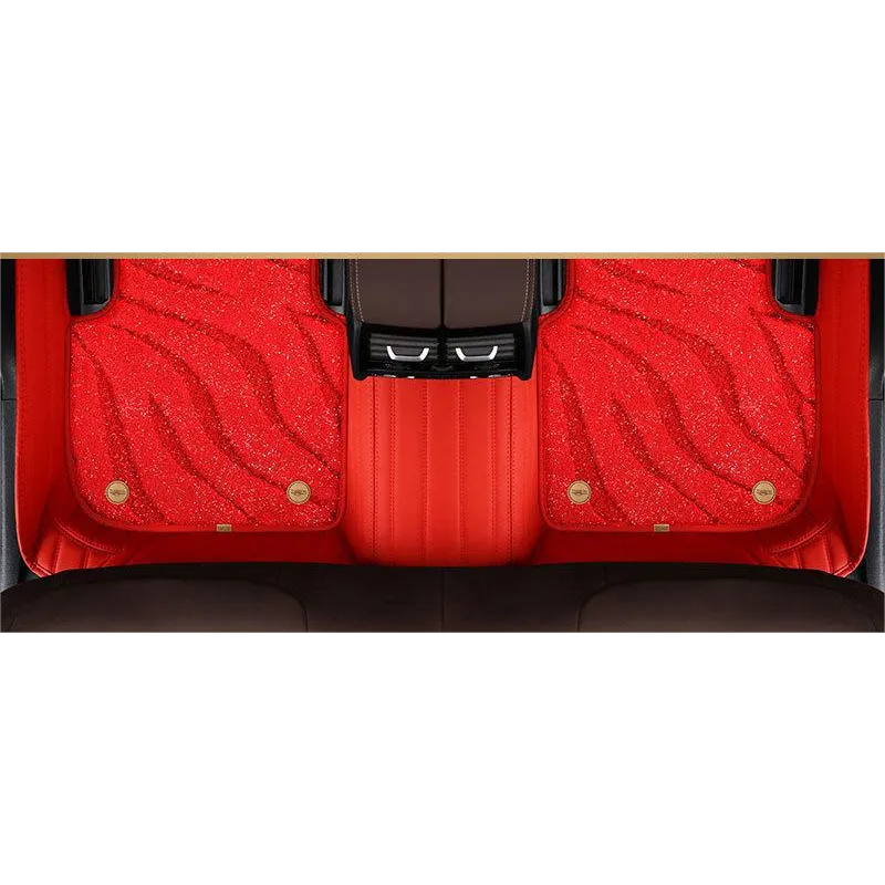 Suitable For BNW Full Encircling Car Floor Mat Leather Plus Star Blanket-Red