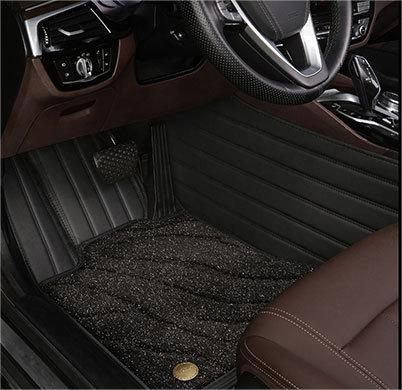 Suitable For Volvo Full Encircling Car Floor Mat Leather Plus Star Blanket-Black