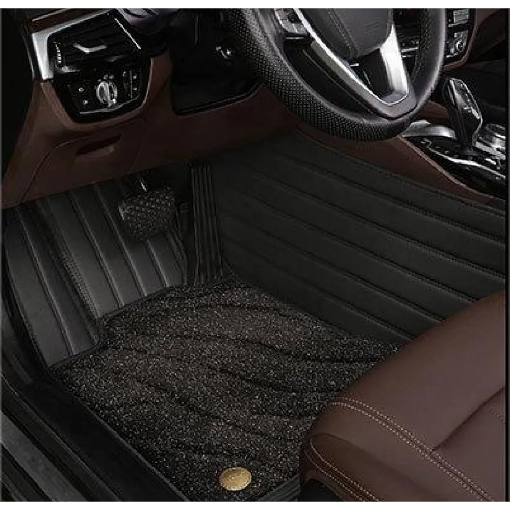 Suitable For  VW Full Encircling Car Floor Mat Leather Plus Star Blanket-Black