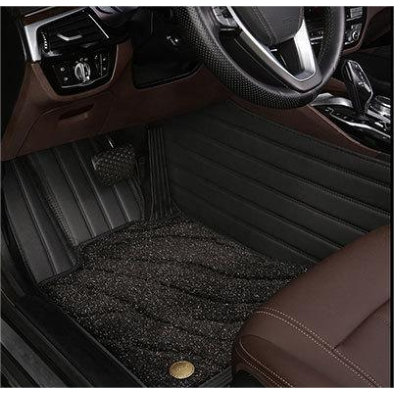 Suitable For Benz Full Encircling Car Floor Mat Leather Plus Star Blanket-Black
