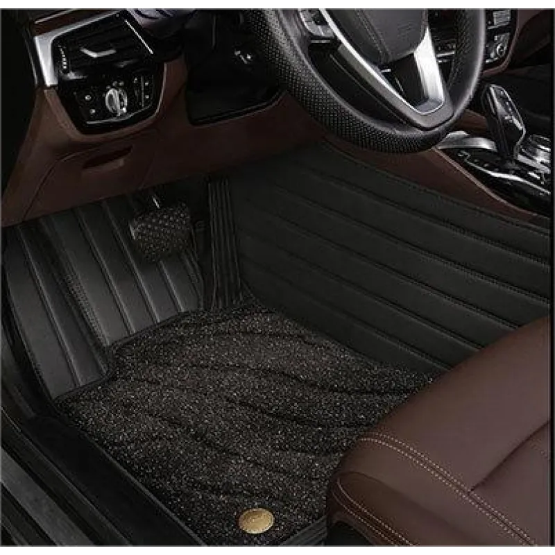 Suitable For  VW Full Encircling Car Floor Mat Leather Plus Star Blanket-Black