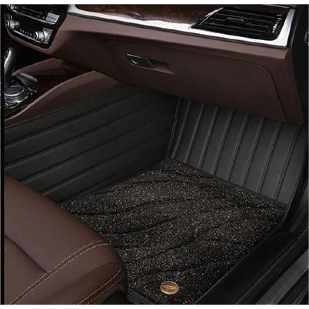 Suitable For  VW Full Encircling Car Floor Mat Leather Plus Star Blanket-Black