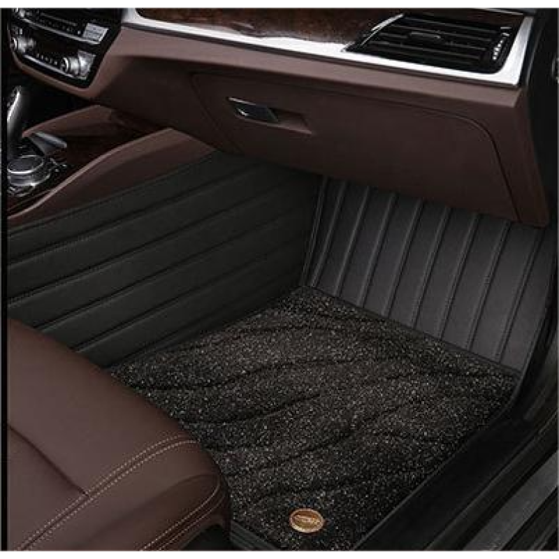 Suitable For Benz Full Encircling Car Floor Mat Leather Plus Star Blanket-Black