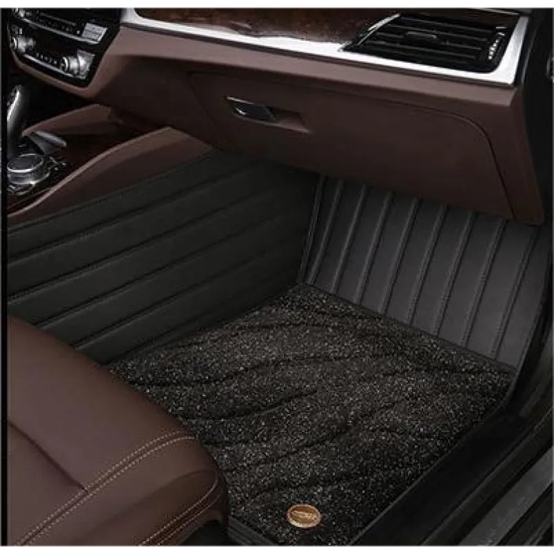 Suitable For  VW Full Encircling Car Floor Mat Leather Plus Star Blanket-Black