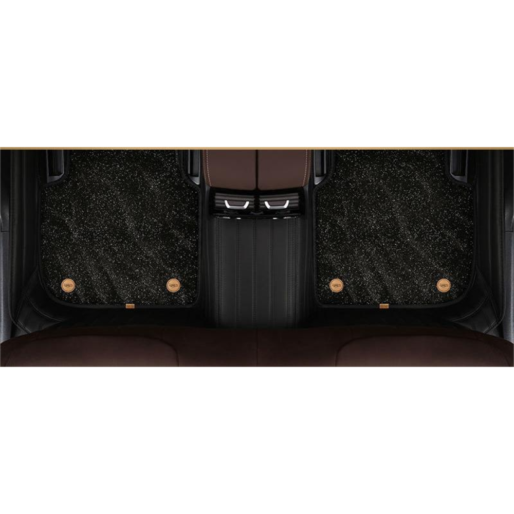 Suitable For Benz Full Encircling Car Floor Mat Leather Plus Star Blanket-Black