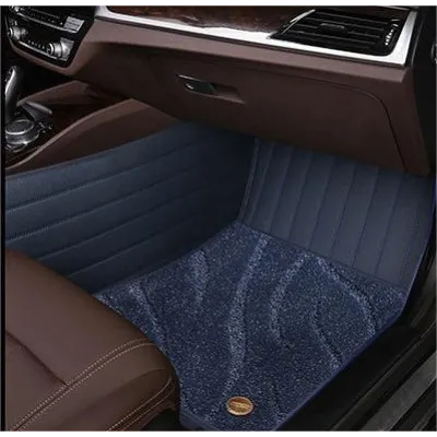 Suitable For Benz Full Encircling Car Floor Mat Leather Plus Star Blanket-Blue 02