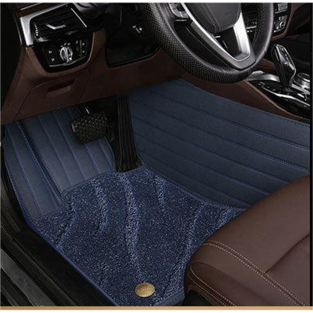 Suitable For BMW Full Encircling Car Floor Mat Leather Plus Star Blanket-Blue