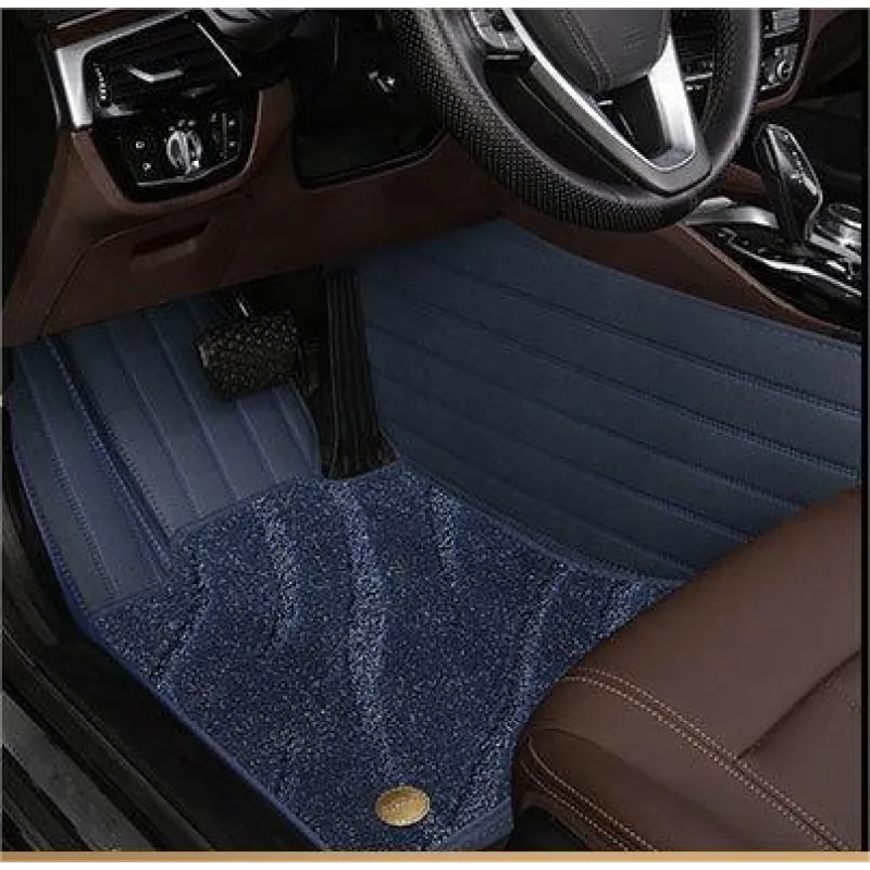 Suitable For BMW Full Encircling Car Floor Mat Leather Plus Star Blanket-Blue