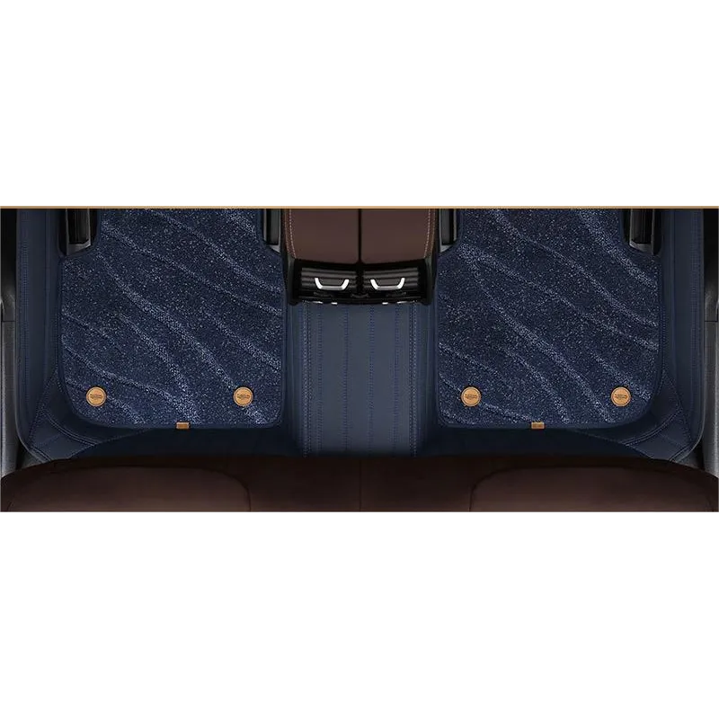 Suitable For BMW Full Encircling Car Floor Mat Leather Plus Star Blanket-Blue