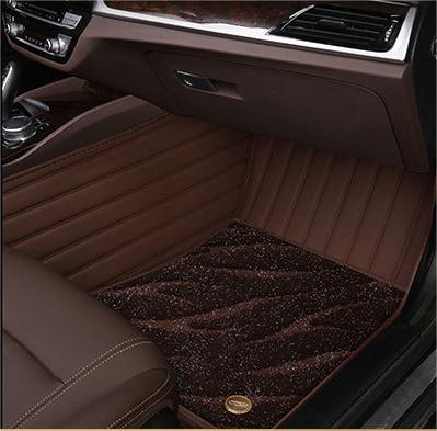 Suitable For  VW Full Encircling Car Floor Mat Leather Plus Star Blanket-Coffee
