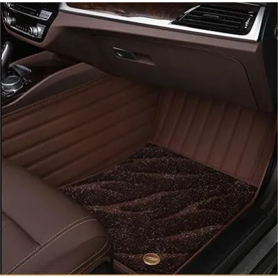 Suitable For Benz Full Encircling Car Floor Mat Leather Plus Star Blanket-Coffee 02
