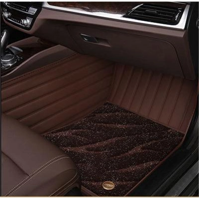 Suitable For Benz Full Encircling Car Floor Mat Leather Plus Star Blanket-Coffee 02