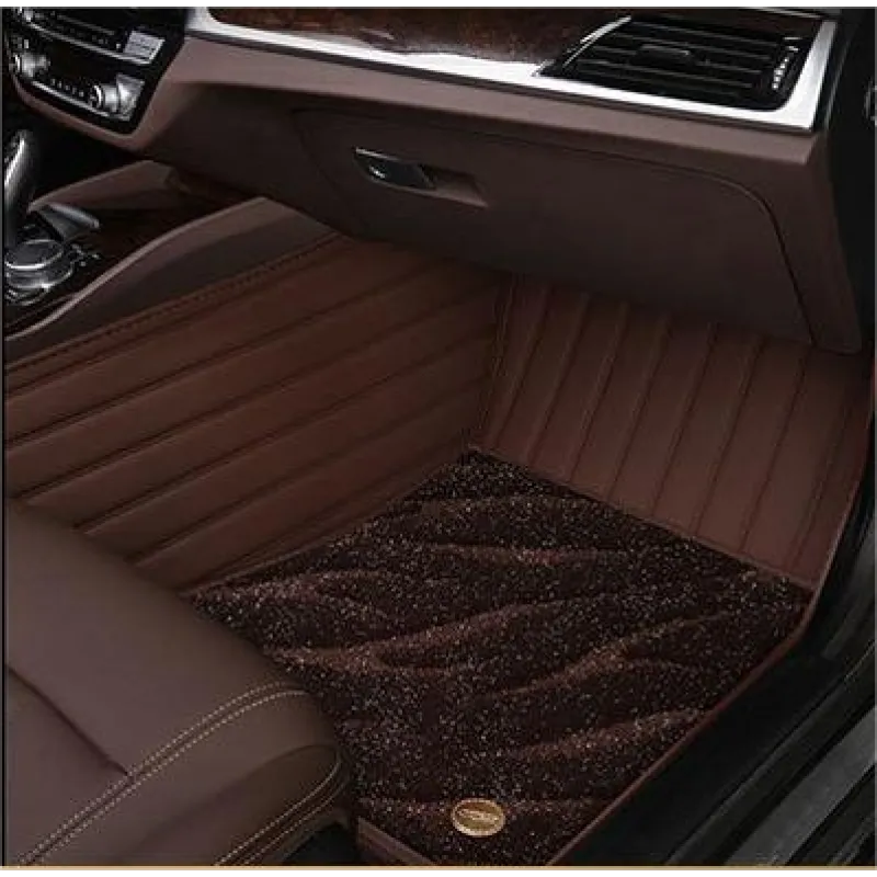 Suitable For  Audi Full Encircling Car Floor Mat Leather Plus Star Blanket-Coffee