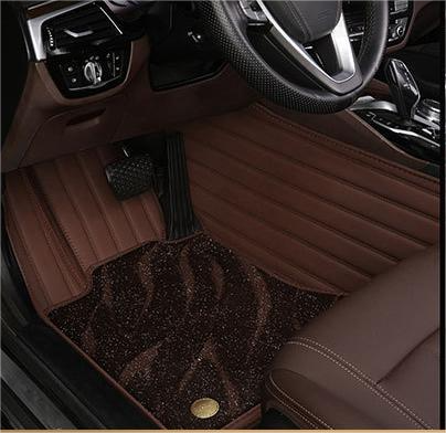 Suitable For  VW Full Encircling Car Floor Mat Leather Plus Star Blanket-Coffee