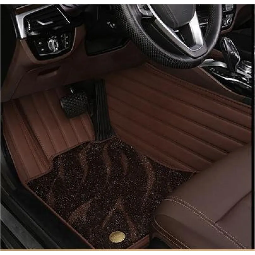 Suitable For  Audi Full Encircling Car Floor Mat Leather Plus Star Blanket-Coffee
