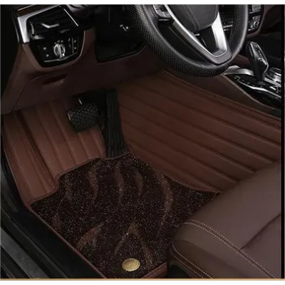 Suitable For Benz Full Encircling Car Floor Mat Leather Plus Star Blanket-Coffee 01