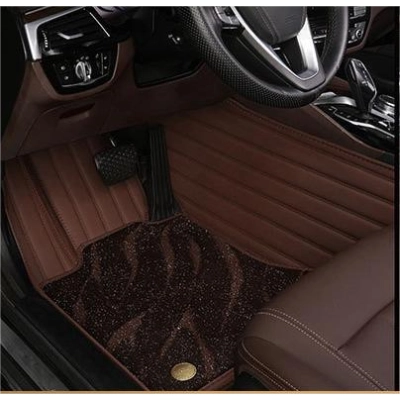 Suitable For Benz Full Encircling Car Floor Mat Leather Plus Star Blanket-Coffee 01