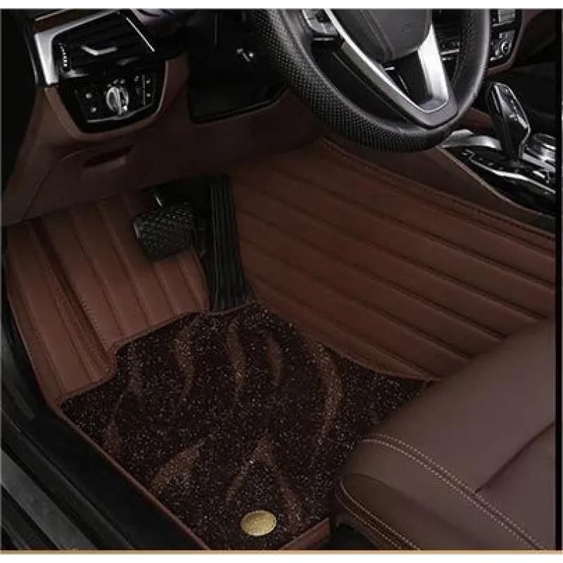Suitable For  Audi Full Encircling Car Floor Mat Leather Plus Star Blanket-Coffee