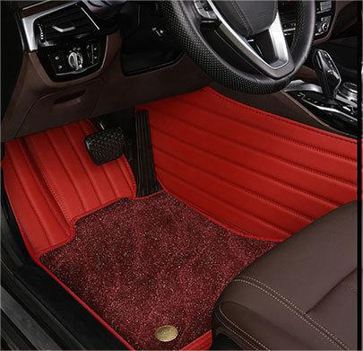Suitable For  Audi Full Encircling Car Floor Mat Leather Plus Star Blanket-Deep Red